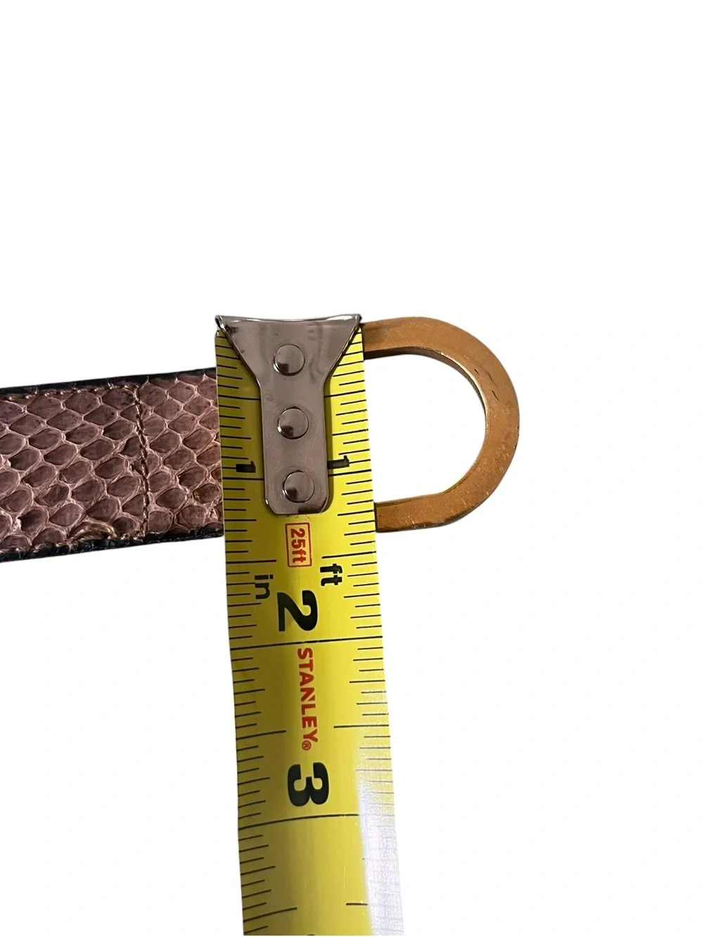 Lacavera Italy Python Embossed Leather Belt Brown Oval Buckle 35 in